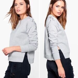 🌷5 for $25 Boohoo Imogen Eyelet Cross Side Split Sweater